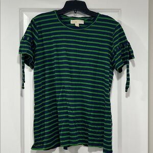Michael Kors Navy and Green Striped Shirt
